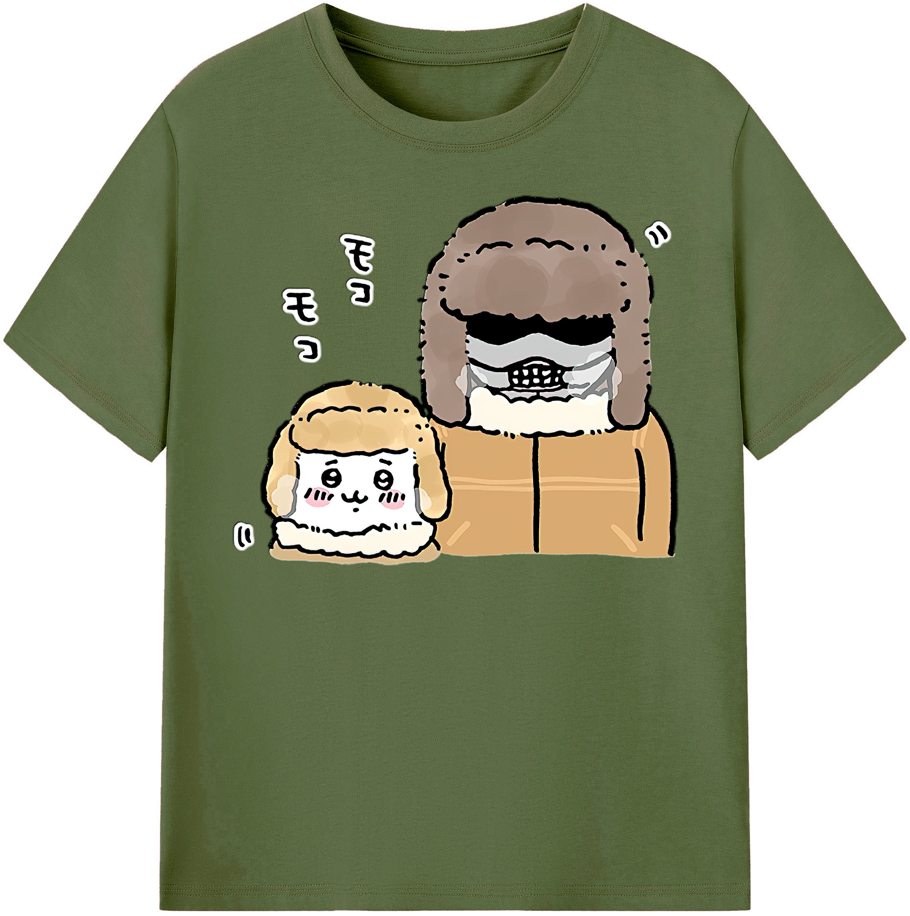 （画像用） ちいかわ 労働の鎧さん Chii-kawa Mr. Armor of Labor 綿100％半袖Tシャツ（フロントプリント）